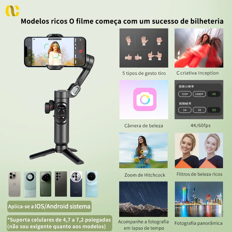 estabilizador para filmagens e fotografias para celulares